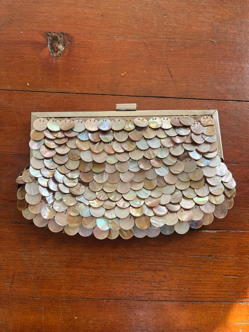 Vintage Capiz Iridescent Shell Sequin Clutch - Women's Evening Bag